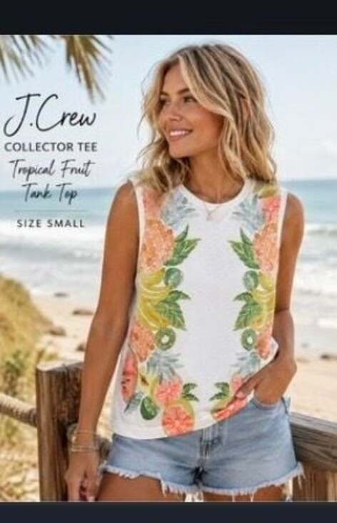 J. Crew Tops - J. Crew Collector Tees Tropical Fruit Salad Sleeveless Tank Top White XS